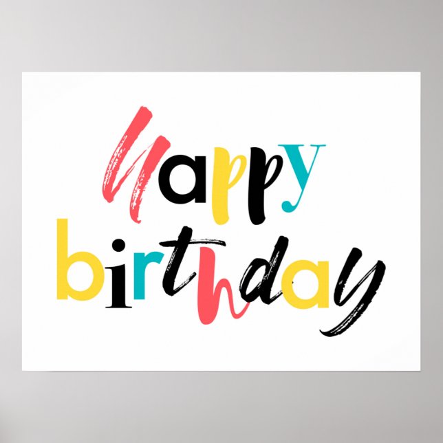 Póster Diseño moderno y alegre de "Feliz Cumpleaños" (Frente)