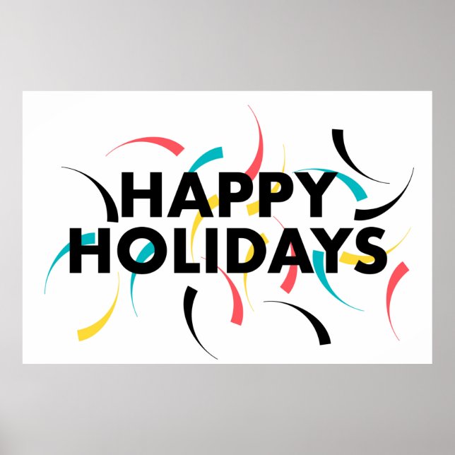 Póster Diseño moderno y lúdico de "Felices Fiestas" (Frente)