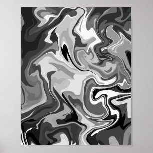 Póster Diseño Monocromo de Swirl Fluid