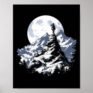 Póster Diseño motivacional de escalada en montaña bajo la