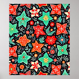 Póster Diseño Navideño Abstracto Colorido