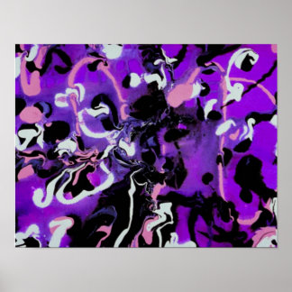 Póster Diseño negro, morado, rosa y blanco - Poster