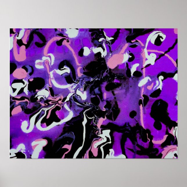 Póster Diseño negro, morado, rosa y blanco - Poster (Frente)