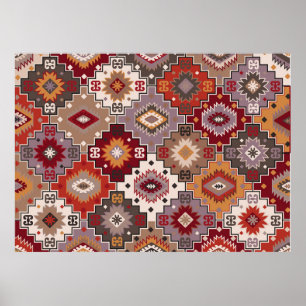 Póster Diseño original de alfombra persa, textura tribal.