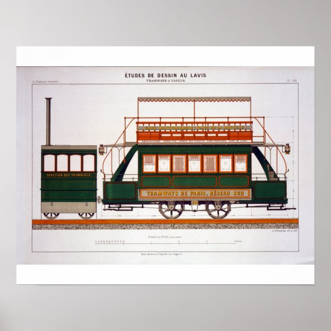 Póster Diseño para un tranvía de vapor, placa 126 de 'The (Frente)
