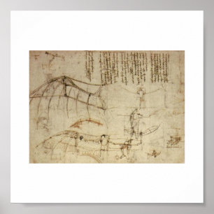 Póster Diseño para una máquina de vuelo de Leonardo da