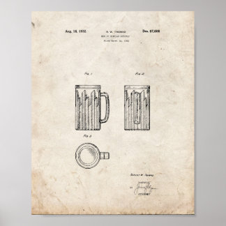 Póster Diseño Para Una Patente De Mug De Cerveza - Vieja