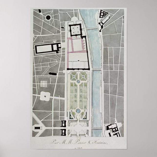 Póster Diseño para unir las Tullerías al Louvre (Frente)