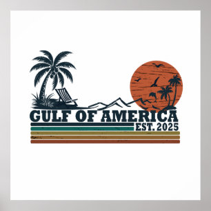 Póster Diseño patriótico vintage del Golfo de América