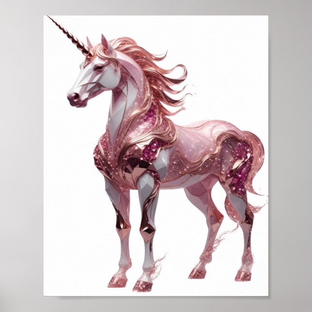 Póster Diseño personalizado Chic Silver UNICORNIO (Frente)