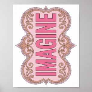 Póster Diseño personalizado IMAGINA Rosa Atractivo