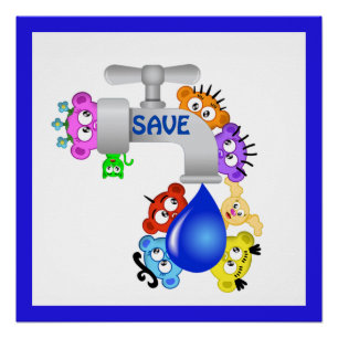 Póster Diseño Planet Peek-A-BOO/Save Water