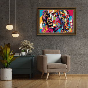 Póster Diseño Pop Art de Mujer Abstracta Colorida