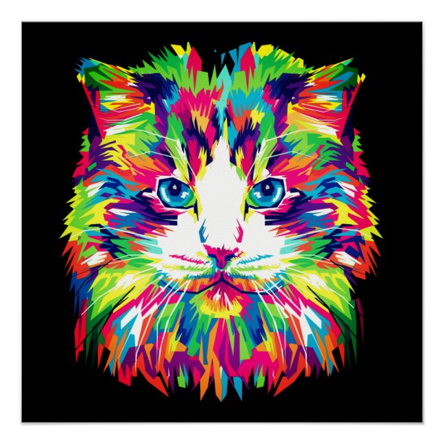 Póster Diseño puramente geométrico de cara de gato-32453 (Anverso)