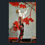 Póster Diseño Red Madame Art Deco<br><div class="desc">Se trata de un bonito ilustracion de la época Art Déco. Me encantan los vivos cuadros rojos de color,  así como la costura del vestido,  con las cuerdas de los collares. ¡Un homenaje a la decadencia de la época!</div>