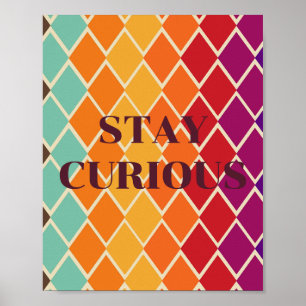Póster Diseño retro, cartel de MANTÉN LA CURIOSIDAD