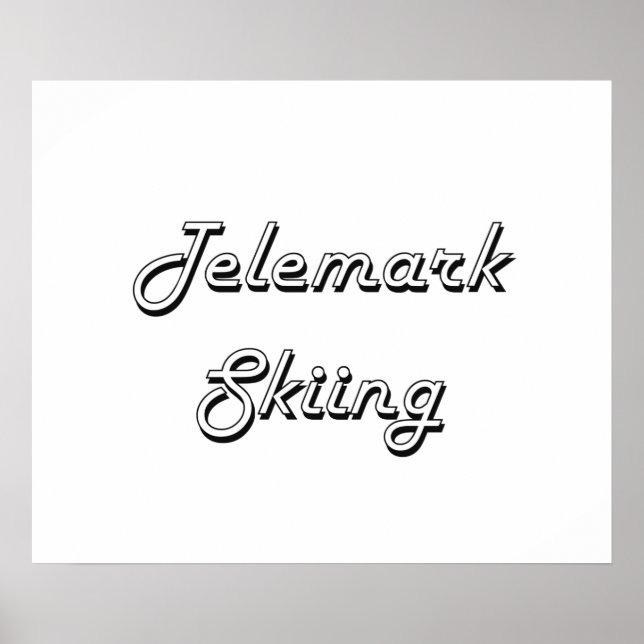 Póster Diseño retro clásico de esquí Telemark (Frente)