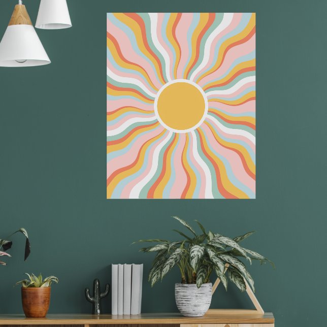 Póster Diseño retro de Boho Wavy Sun Rays (Salón 1)