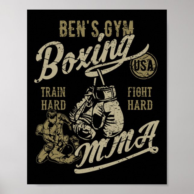 Póster Diseño retro de boxeo gitano de Ben para el nombre (Frente)