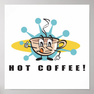Póster diseño retro de café caliente