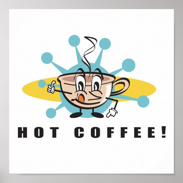 Póster diseño retro de café caliente (Frente)