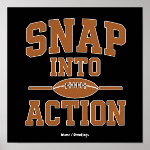 Póster Diseño Retro de Día de Fútbol 'Snap Into Action'