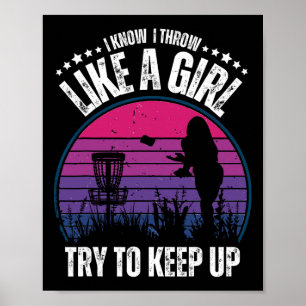 Póster Diseño Retro de Disc Golf para Mujeres Chicas Juga