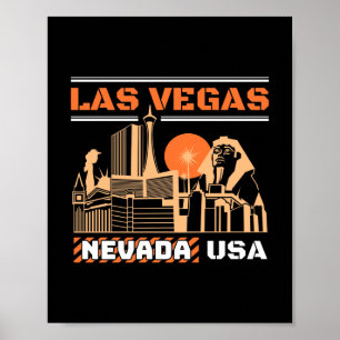 Póster Diseño retro de horizonte urbano de Las Vegas Neva