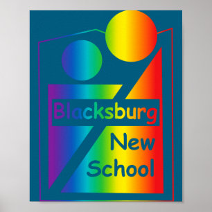 Póster Diseño Retro de la Nueva Escuela Blacksburg