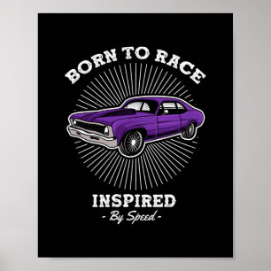 Póster Diseño Retro de Velocidad de Muscle Car Clásico Na