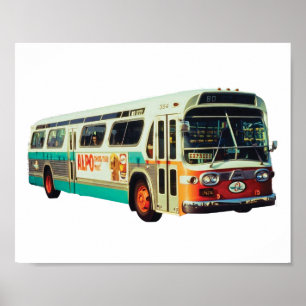 PÓSTER DISEÑO RETRO DEL AUTOBÚS DEL TRÁNSITO DE LA CA