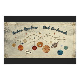 Póster Diseño Retro Espacial del Sistema Solar Fuera a Al