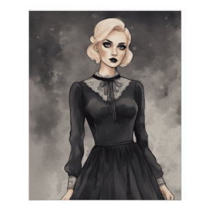 Póster Diseño Retro Magnífico de Vestido - Pareja caprich