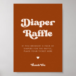 Póster Diseño retro Naranja quemado diaper Raffle