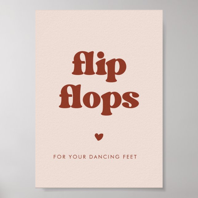 Póster Diseño retro Peach Boda rosa Flip Flops signo (Frente)