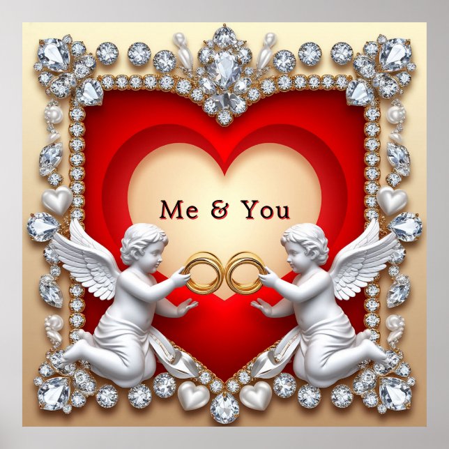 Póster Diseño romántico del corazón (Frente)