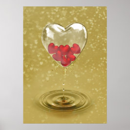 Póster Diseño romántico del corazón de vidrio