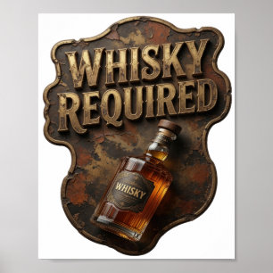 Póster Diseño SE REQUIERE WHISKY Chic Gold