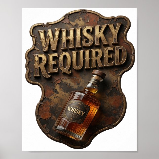 Póster Diseño SE REQUIERE WHISKY Chic Gold (Frente)