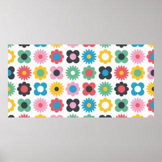 Póster Diseño simple de patrones sin fisuras de flores. E