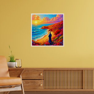 Póster Diseño Sunset Beach Solitude Serenity
