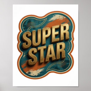 Póster Diseño SUPER STAR de oro limpio