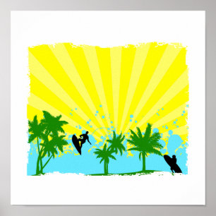 Póster diseño surfista audaz