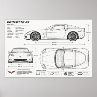 Póster diseño técnico de corvette