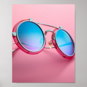 Póster Diseño temático de gafas de sol, rosa genial