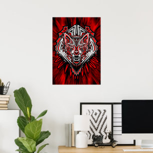Póster Diseño Totémico Tribal Haida de Lobo