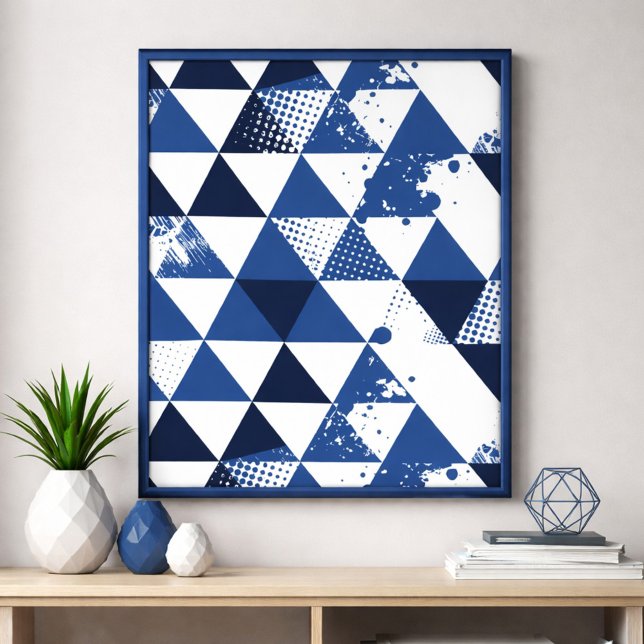 Póster Diseño Triangular Azul y Blanco con Salpicaduras d (Subido por el creador)
