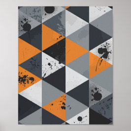 Póster Diseño triangular en Naranja, negro y gris