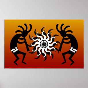 Póster Diseño tribal Kokopelli del sudoeste de Sun del