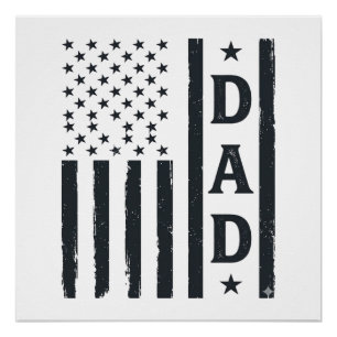 Póster Diseño vectorial de bandera americana de papá vint